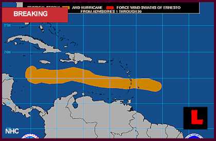 Hurricane Ernesto Path Predictions