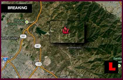 silverado canyon fire today orange county baker grows map